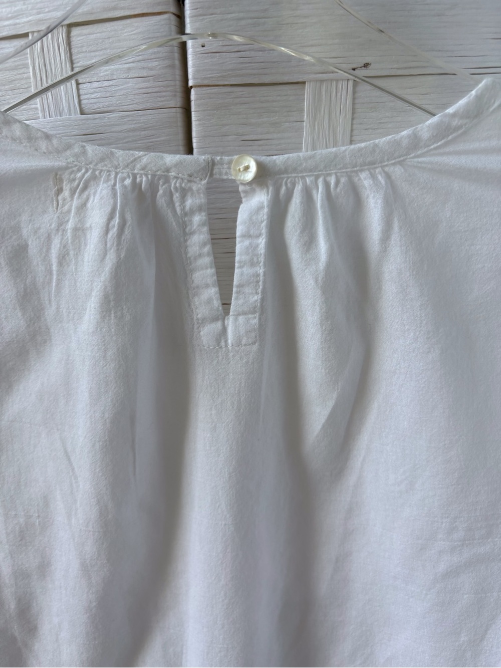 World Market Cotton L/XL White Crochet Babydoll Top 3/4 Sleeve Keyhole Back Soft - Picture 10 of 14